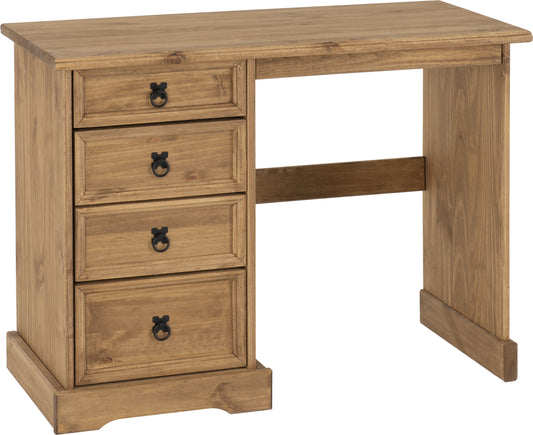 CORONA 4 DRAWER DRESSING TABLE - DISTRESSED WAXED PINE