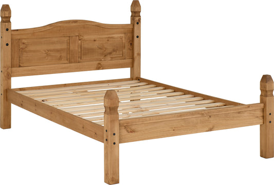 CORONA 4'6" LOW END BED - DISTRESSED WAXED PINE