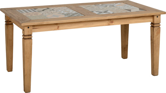 SALVADOR TILE TOP DINING TABLE - DISTRESSED WAXED PINE