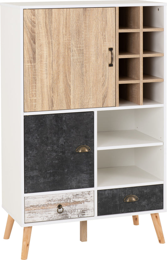 NORDIC WINE CABINET - WHITE/DISTRESSED EFFECT