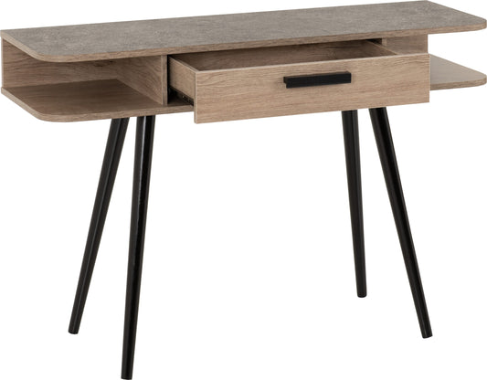 SAXTON 1 DRAWER CONSOLE TABLE - MID OAK EFFECT/GREY