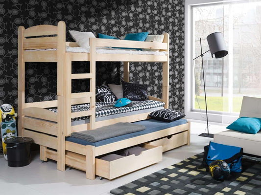 Wooden Bunk Bed Cezar with Trundle and Storage Archie's Place UK