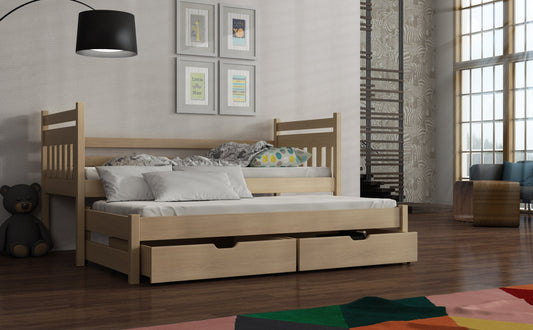 Wooden Double Bed Daniel with Trundle and Storage Archie's Place UK